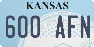 KS license plate 600AFN