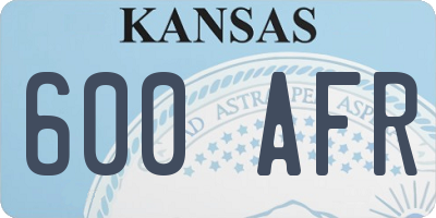 KS license plate 600AFR