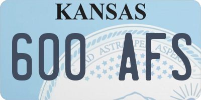 KS license plate 600AFS