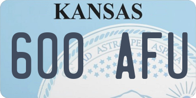 KS license plate 600AFU