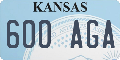 KS license plate 600AGA