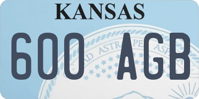 KS license plate 600AGB