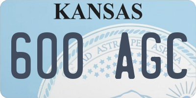 KS license plate 600AGC