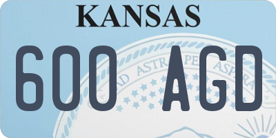 KS license plate 600AGD