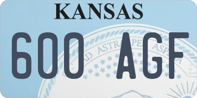 KS license plate 600AGF