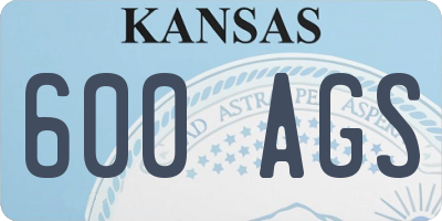 KS license plate 600AGS