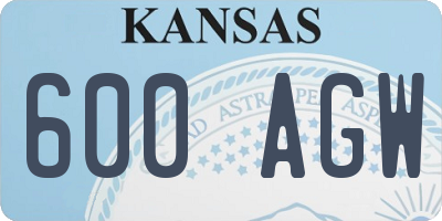 KS license plate 600AGW
