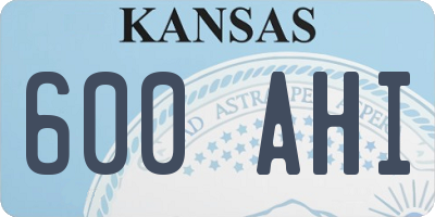 KS license plate 600AHI