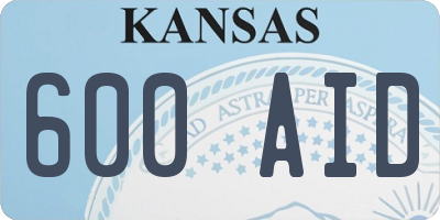 KS license plate 600AID