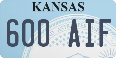 KS license plate 600AIF