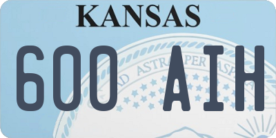 KS license plate 600AIH