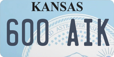 KS license plate 600AIK
