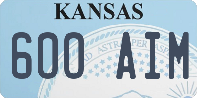 KS license plate 600AIM