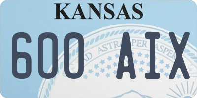 KS license plate 600AIX