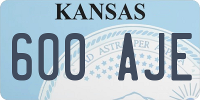 KS license plate 600AJE