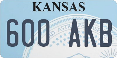 KS license plate 600AKB