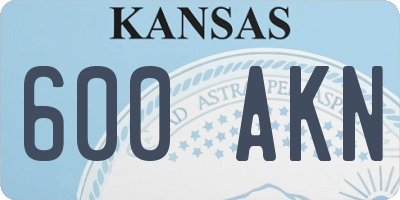 KS license plate 600AKN