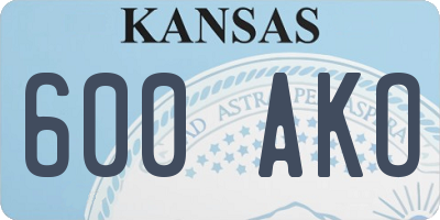 KS license plate 600AKO