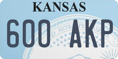KS license plate 600AKP