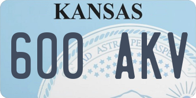 KS license plate 600AKV