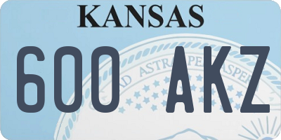 KS license plate 600AKZ