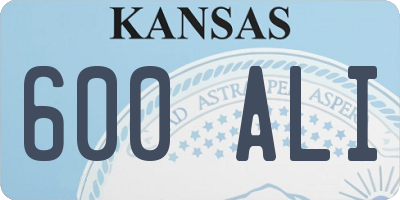 KS license plate 600ALI