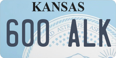 KS license plate 600ALK