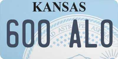 KS license plate 600ALO