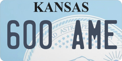 KS license plate 600AME
