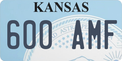 KS license plate 600AMF