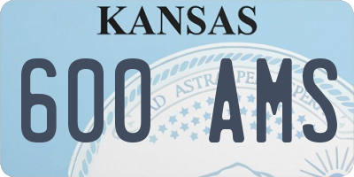 KS license plate 600AMS