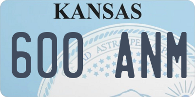 KS license plate 600ANM