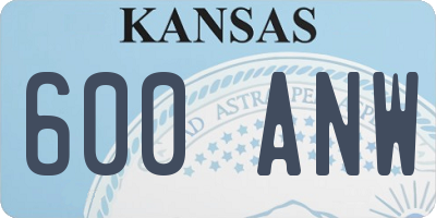 KS license plate 600ANW