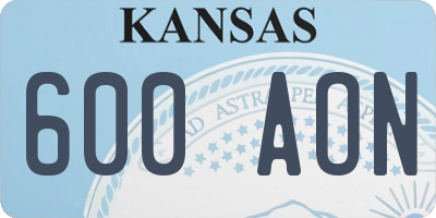 KS license plate 600AON