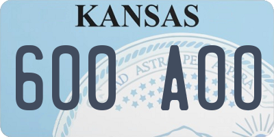 KS license plate 600AOO