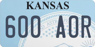 KS license plate 600AOR