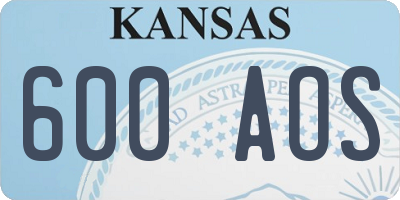 KS license plate 600AOS