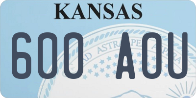 KS license plate 600AOU