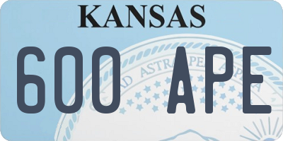 KS license plate 600APE