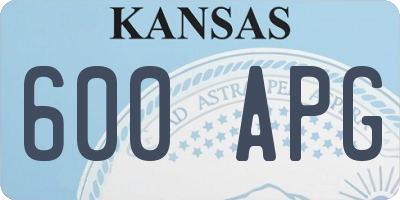 KS license plate 600APG