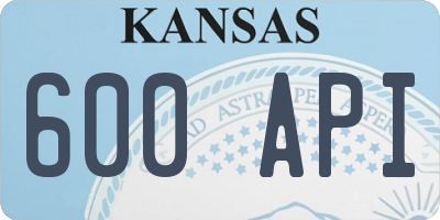 KS license plate 600API