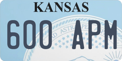 KS license plate 600APM