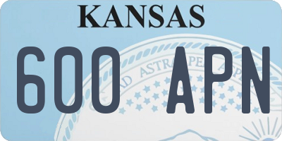 KS license plate 600APN