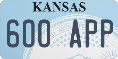 KS license plate 600APP