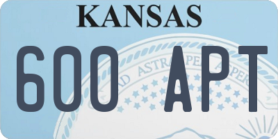 KS license plate 600APT