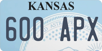 KS license plate 600APX