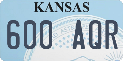 KS license plate 600AQR