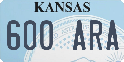 KS license plate 600ARA