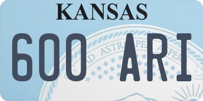 KS license plate 600ARI
