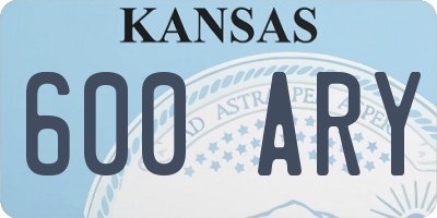 KS license plate 600ARY